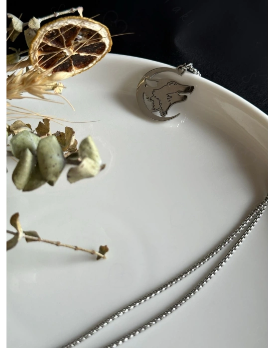 Kurt Başlı Silver Çelik Kolye | Ata Serisi