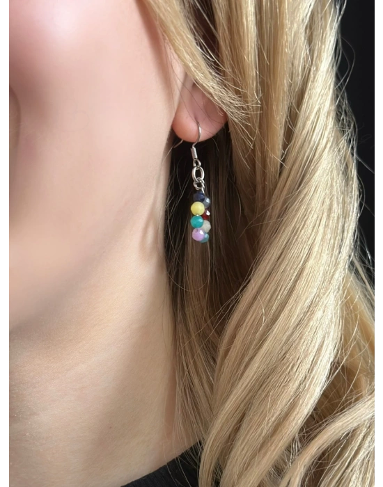 Kuvars Doğal Taşlı Çelik Çocuk Küpe -Love Serisi