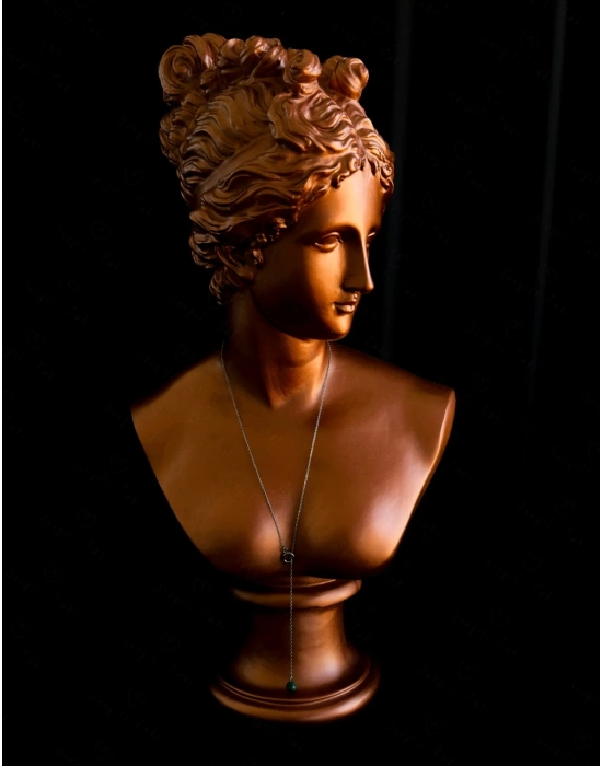 Y Model Malahit Doğal Taşlı Ayarlanabilir Çelik Kolye | Sevgili Takı Koleksiyonu