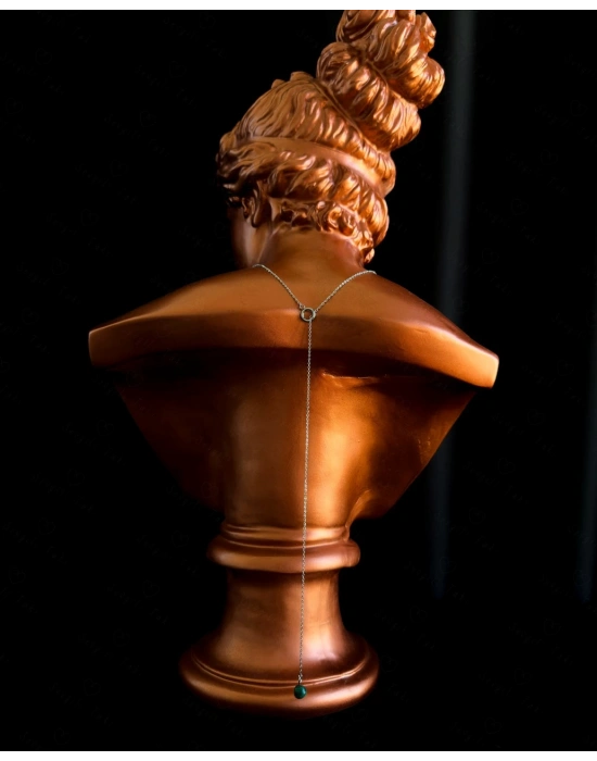 Y Model Malahit Doğal Taşlı Ayarlanabilir Çelik Kolye | Sevgili Takı Koleksiyonu