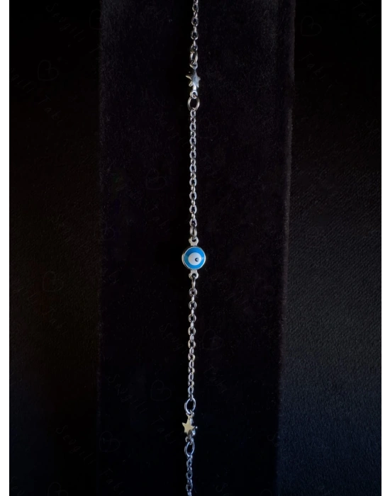 Mavi Nazarlıklı Yıldızlı Çelik Bileklik | Paris Serisi