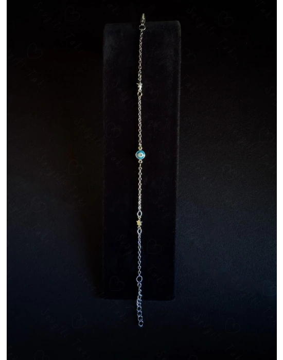 Mavi Nazarlıklı Yıldızlı Çelik Bileklik | Paris Serisi