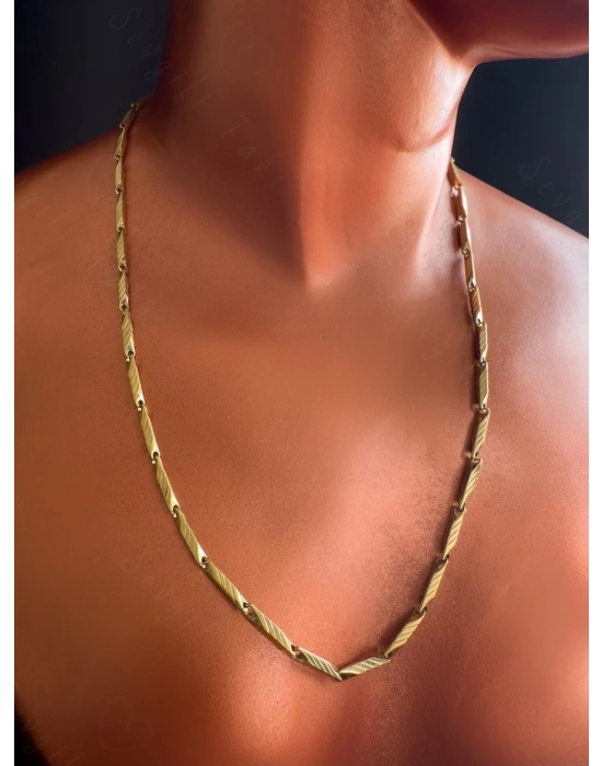 Melon Zincir Gold Çelik Kolye | Allure Serisi