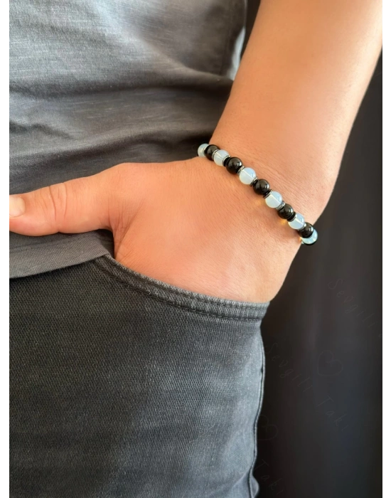Obsidyen ve Opal Doğal Taşlı Bileklik -Zemheri Serisi