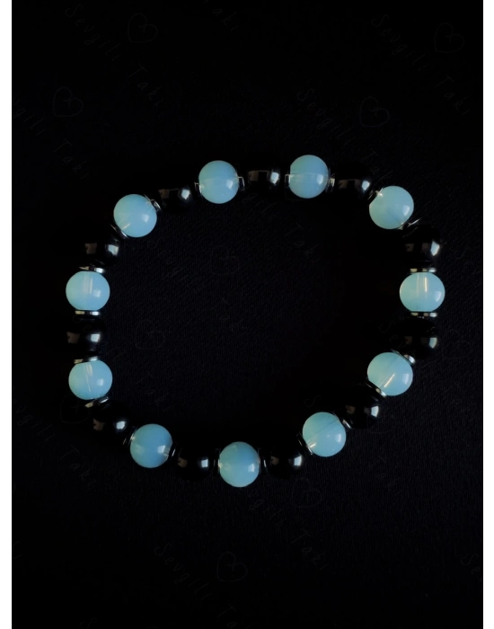 Obsidyen ve Opal Doğal Taşlı Bileklik -Zemheri Serisi