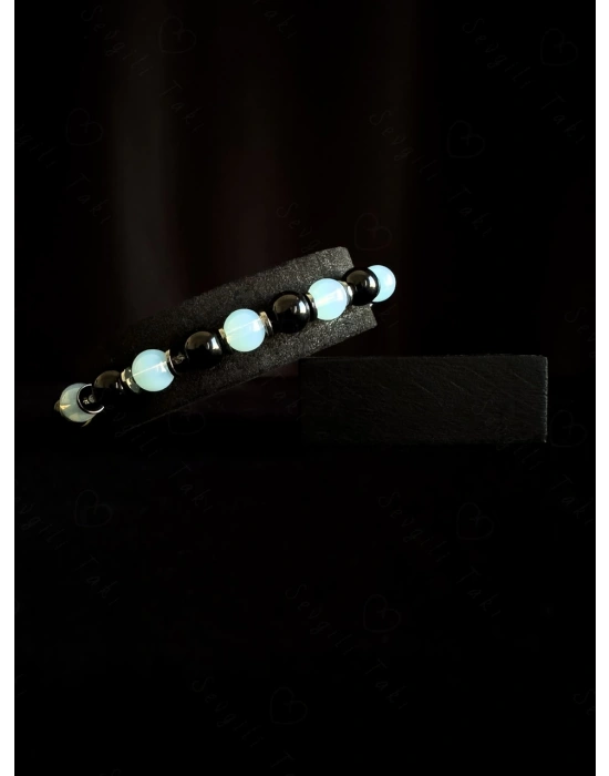 Obsidyen ve Opal Doğal Taşlı Bileklik -Zemheri Serisi