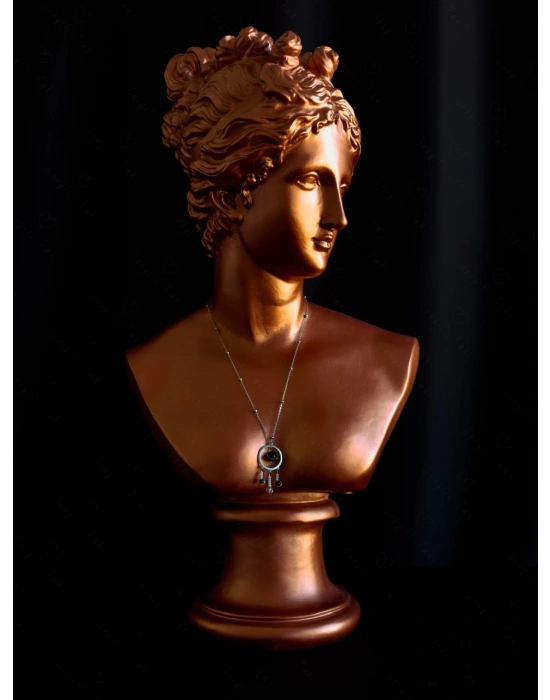 Obsidyen ve Akik Doğal Taşlı Çelik Kolye | Muhafız Serisi