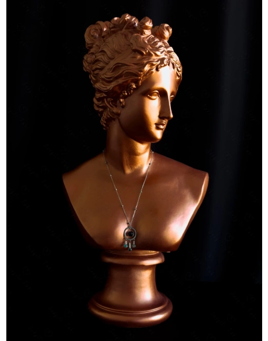 Obsidyen ve Akik Doğal Taşlı Çelik Kolye | Sonbahar Serisi