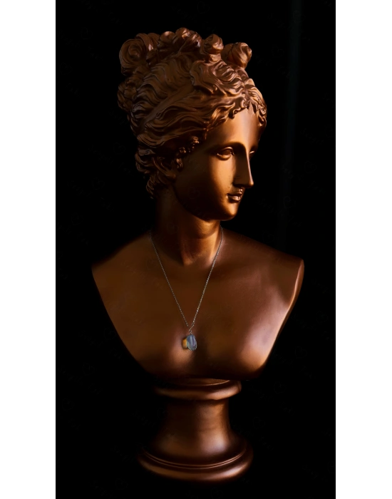 Opal Doğal Taşlı Çelik Kolye | Spiritüel Serisi