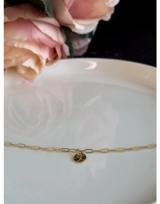 Oval Dövme Figürlü İnce Paperclip (Ataş) Model Zincir Çelik Halhal | MeToo Serisi