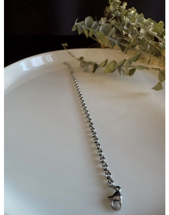 Oval Model Çelik Zincir Çocuk Bileklik -Ay Serisi