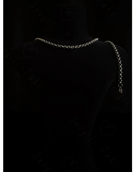 Oval Model Çelik Zincir Çocuk Bileklik -Ay Serisi