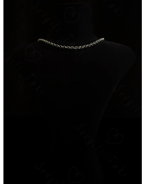 Oval Model Çelik Zincir Çocuk Kolye -Ay Serisi