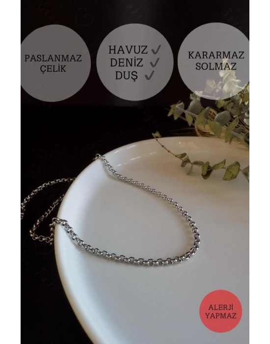 Oval Model Choker Çelik Zincir Kolye | Choker Serisi