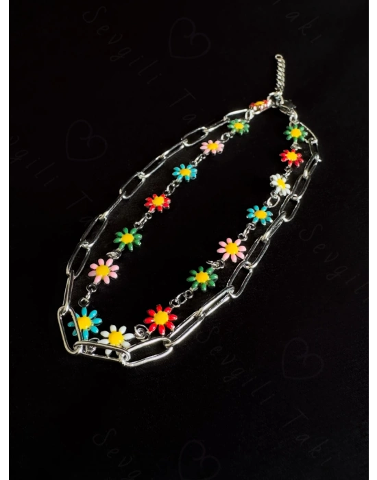 Papatyalı Paperclip Zincir Çelik Halhal | Zerafet Serisi