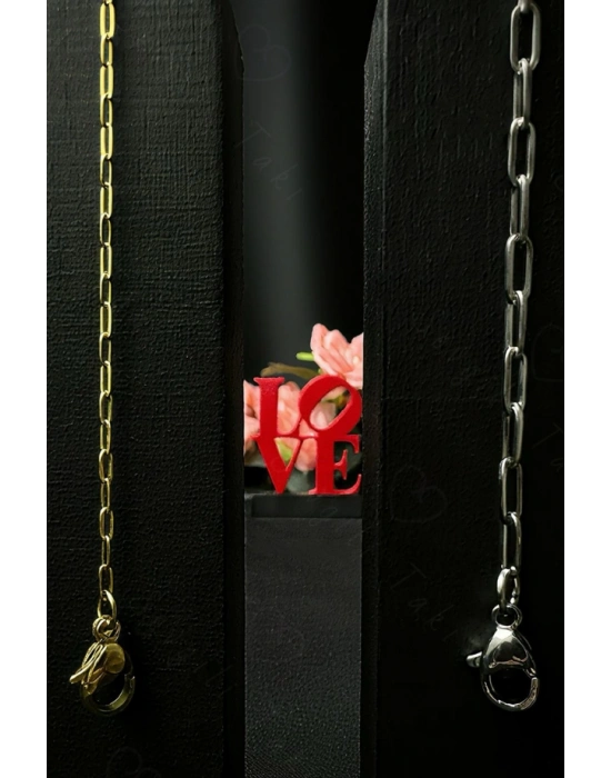 Paperclip Model Gold-Silver Çelik Çift Bileklik Seti | Love Serisi