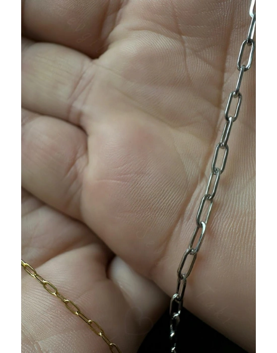 Paperclip Model Gold-Silver Çelik Çift Bileklik Seti | Love Serisi