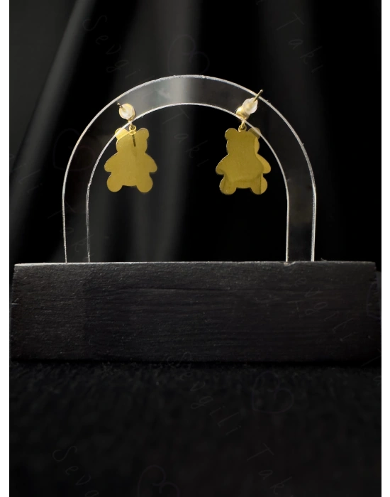 Pembe Ayıcıklı Çocuk Çelik Küpe -Pofuduk Serisi