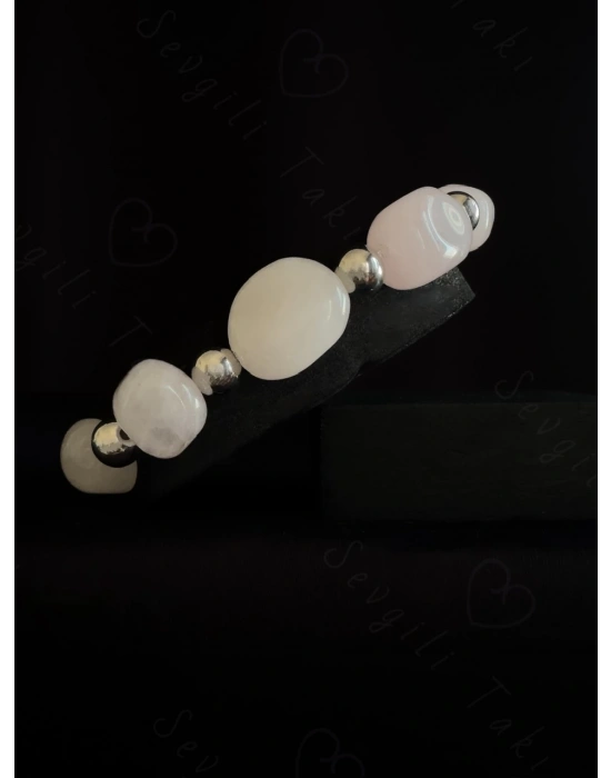 Pembe Kuvars Doğal Taşlı Bileklik -Vega Serisi