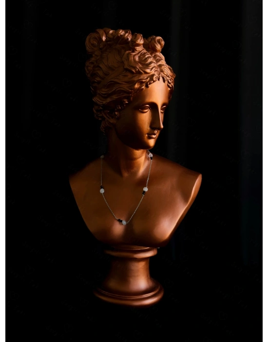 Pembe Kuvars ve Yıldız Doğal Taşlı Çelik Kolye | Sevgili Takı Koleksiyonu