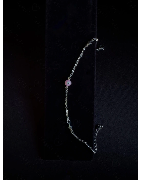 Pembe Nazarlıklı Yıldızlı Çelik Bileklik | Venedik Serisi