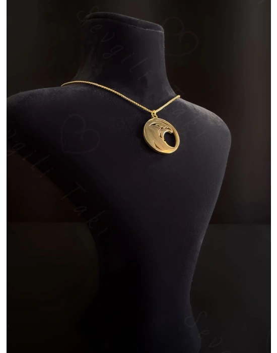 Şahin Başlı Gold Çelik Kolye | Horus Serisi