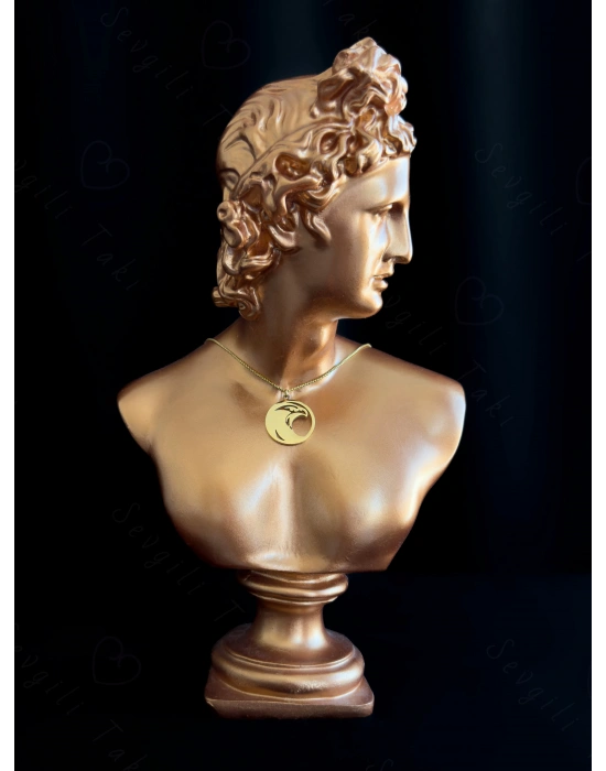 Şahin Başlı Gold Çelik Kolye | Horus Serisi