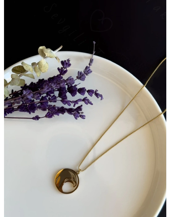 Şahin Başlı Gold Çelik Kolye | Horus Serisi