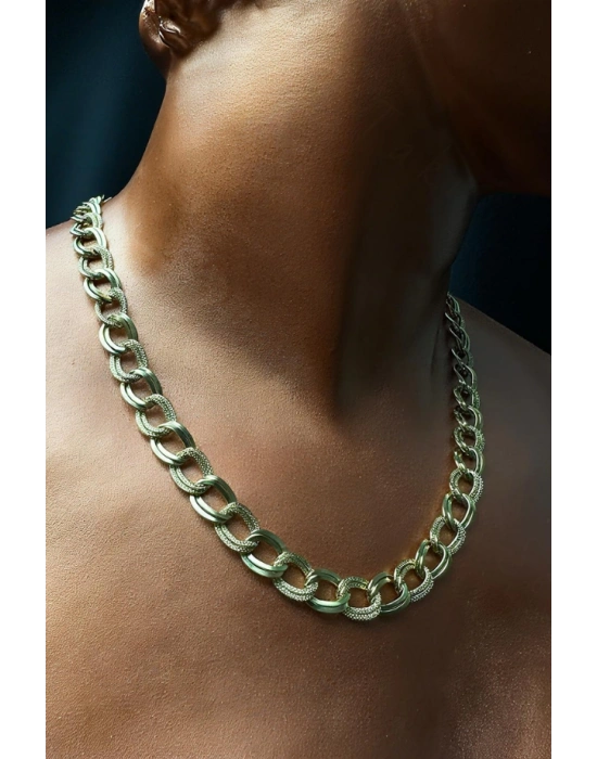 Samanyolu / Uzayyolu Tasarım Gold Çelik Zincir Kolye | Sirius Serisi