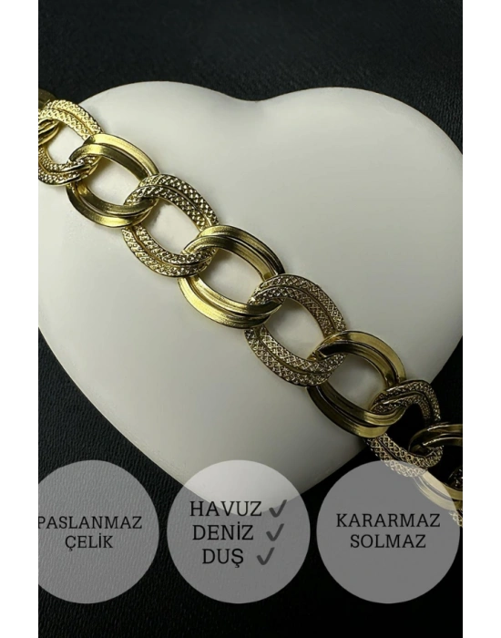 Samanyolu / Uzayyolu Tasarım Gold Çelik Zincir Kolye | Sirius Serisi