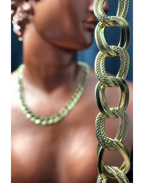 Samanyolu / Uzayyolu Tasarım Gold Çelik Zincir Kolye | Sirius Serisi