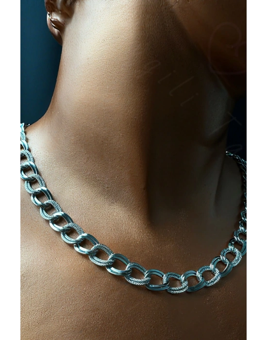 Samanyolu / Uzayyolu Tasarım Silver Çelik Zincir Kolye | Sirius Serisi