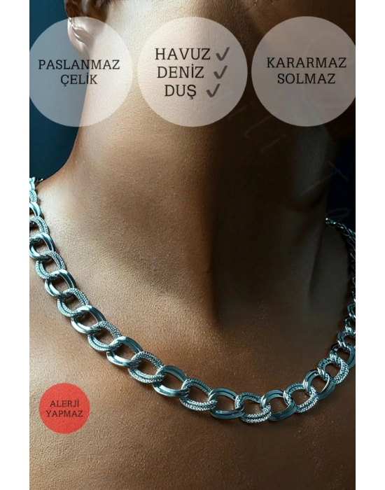 Samanyolu / Uzayyolu Tasarım Silver Çelik Zincir Kolye | Sirius Serisi