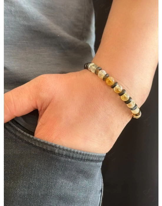 Sitrin ve Granat Doğal Taşlı Bileklik -Ida Serisi