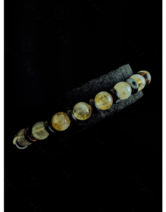 Sitrin ve Granat Doğal Taşlı Bileklik -Ida Serisi