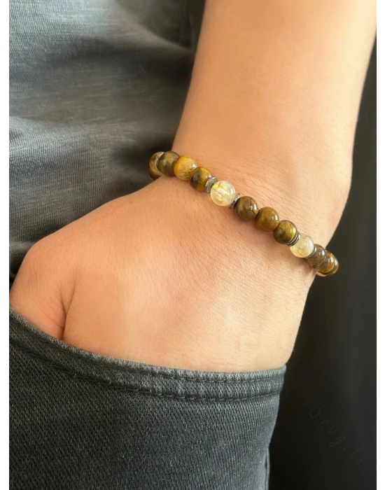 Sitrin ve Kaplangözü Doğal Taşlı Bileklik -Sevgili Takı Koleksiyonu