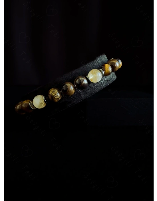 Sitrin ve Kaplangözü Doğal Taşlı Bileklik -Sevgili Takı Koleksiyonu