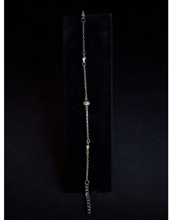 Siyah Nazarlıklı Yıldızlı Çelik Bileklik | Şam Serisi