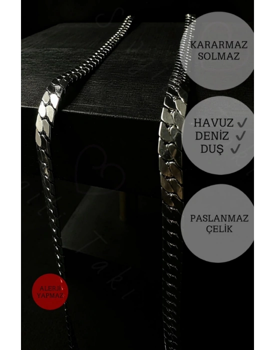 Snake Zincir Model Çelik Zincir Kolye Bileklik Seti | Vega Serisi
