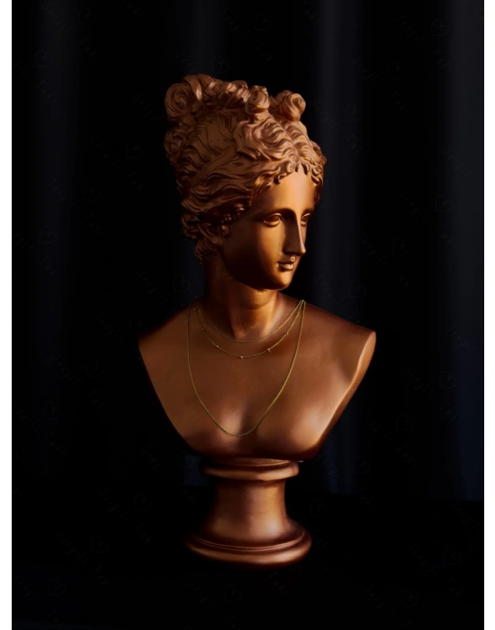 Üç Zincirli Gold Çelik Kolye -Sevgili Takı Koleksiyonu