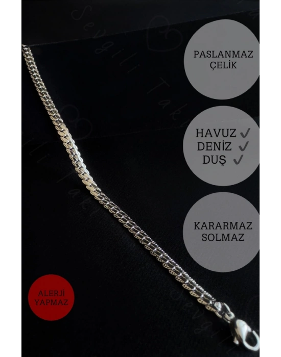 Yassı Model Snake Yılan Çelik Zincir Çocuk Bileklik | 777 Serisi