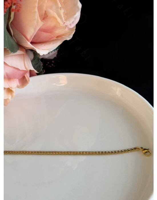 Yassı Model Snake Yılan Gold Çelik Zincir Çocuk Bileklik | MeToo Serisi