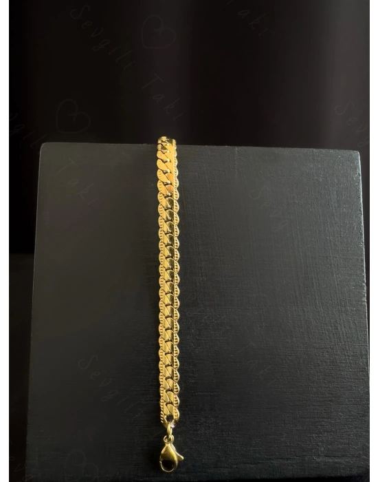 Yassı Model Snake Yılan Gold Çelik Zincir Çocuk Bileklik | MeToo Serisi