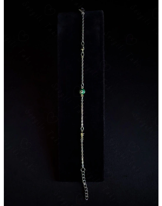 Yeşil Nazarlıklı Yıldızlı Çelik Bileklik | İstanbul Serisi