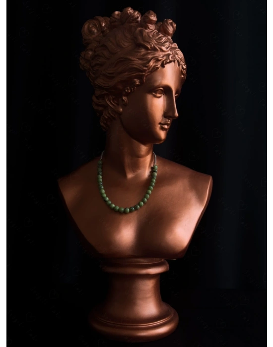 Yeşim Doğal Taşlı Çelik Kolye -Pure Serisi