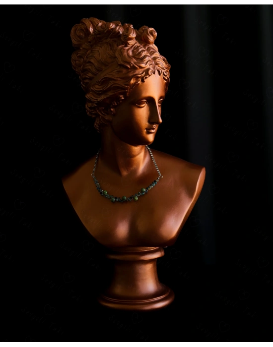 Yeşim ve Akik Doğal Taşlı Örgülü Çelik Kolye | Sonbahar Serisi