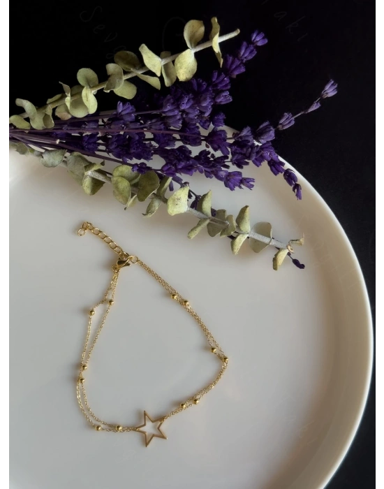 Yıldız Charmlı Gold Çelik Halhal | Glorious Serisi