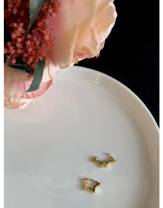 Yıldız Figürlü Çelik Küpe -Lotus Serisi