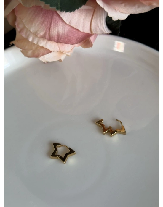 Yıldız Figürlü Çelik Küpe -Lotus Serisi