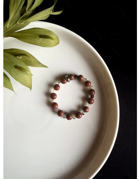 Yıldız ve Akik Doğal Taşlı Çocuk Bileklik